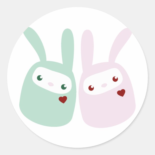 Sticker Rond Couleur arc-en-ciel Bunnies (Devant)