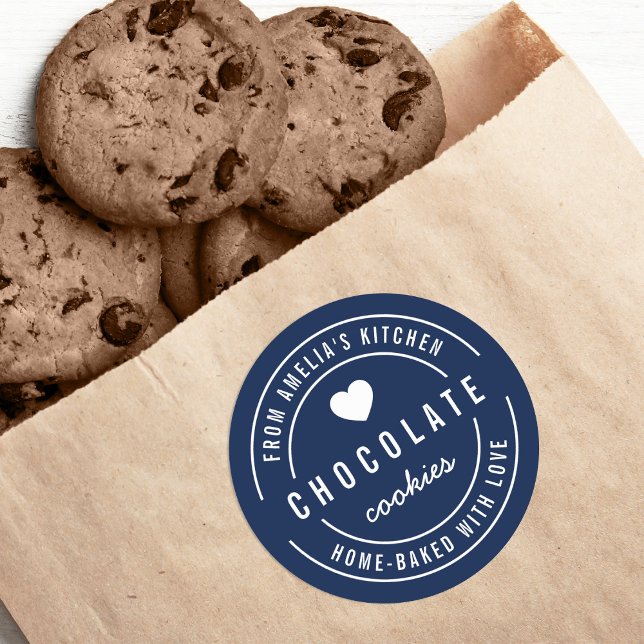 Sticker Rond Couleur Arrière - plan modifiable Maison faite ave (Créateur téléchargé)