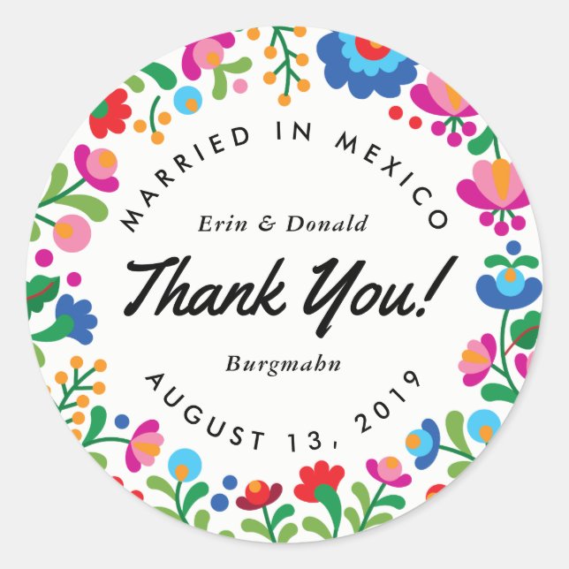 Sticker rond couleur broderie mexicaine (Devant)