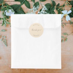 Sticker Rond Couleur Champagne Merci Mariage stylisé