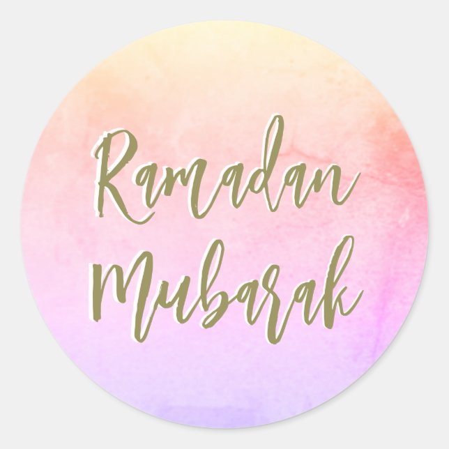 Sticker rond couleur classique Ramadan Moubarak (Devant)