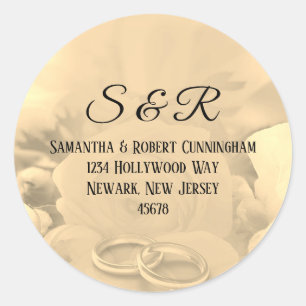 Sticker Rond Couleur crème florale avec l'autocollant d'anneaux