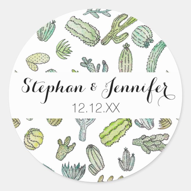 Sticker Rond Couleur d'aquarelle vert mignonne Peinture Motif d (Devant)