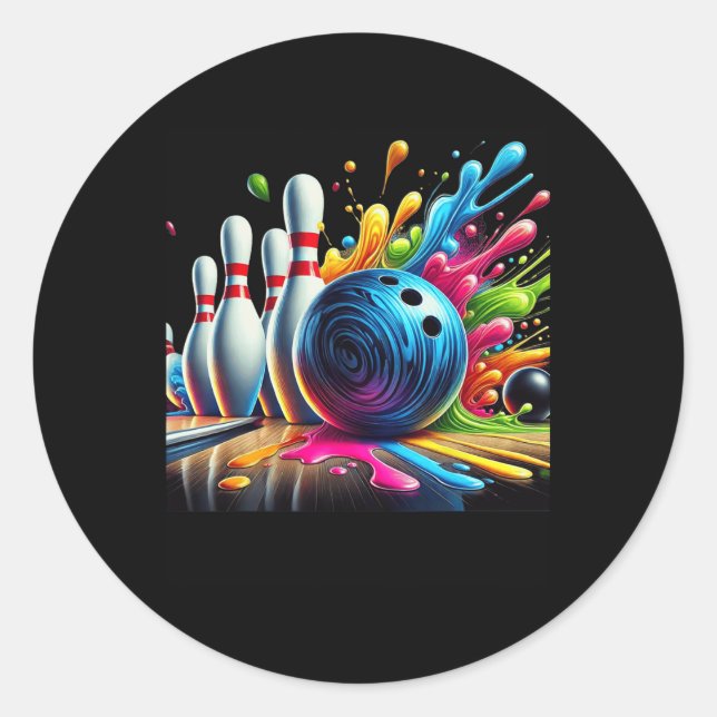Sticker Rond Couleur de bowling Crew Teinture Graphique Tee Hom (Devant)