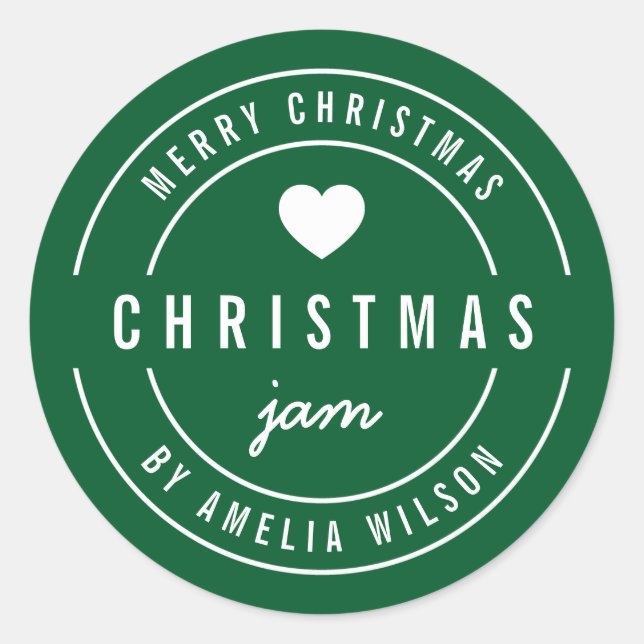 Sticker Rond Couleur de fond modifiable Merry Christmas Jam (Devant)