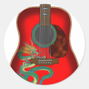 Sticker Rond couleur de guitare dragon