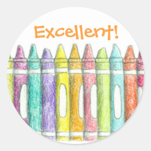 Sticker Rond Couleur de l'école Crayons Excellent travail Motiv