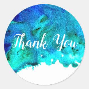 Sticker Rond Couleur d'eau bleue abstrait