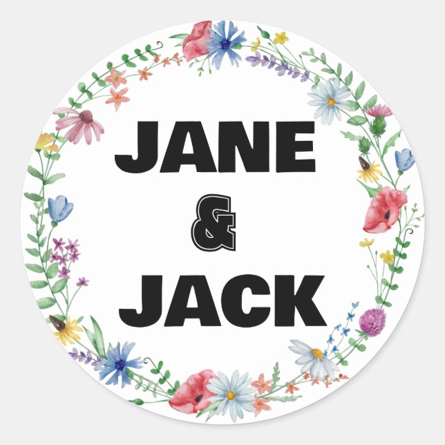 Sticker Rond Couleur d'eau Boho fleur sauvage (Devant)