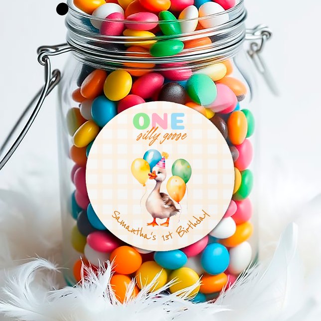 Sticker Rond Couleur d'eau d'oie d'un soyeux 1er anniversaire (Créateur téléchargé)