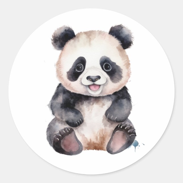 Sticker Rond Couleur d'eau pour bébé panda (Devant)