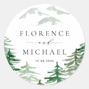 Sticker Rond Couleur d'eau romantique Mariage de bois