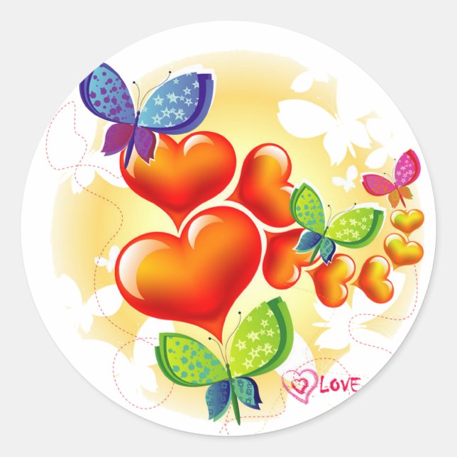 Sticker Rond Couleur Douce Couleur Pleine Été Amour Amitié (Devant)