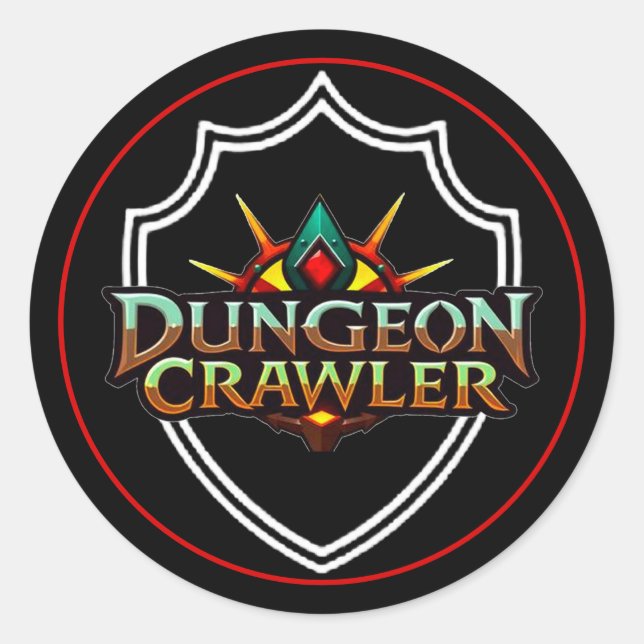 Sticker Rond Couleur du Bouclier de Dungeon Crawler (Devant)