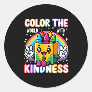 Sticker Rond Couleur du monde avec la gentillesse Crayon santé 