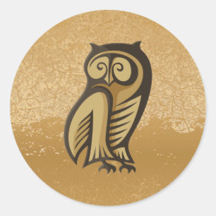 Sticker Rond Couleur du symbole de hibou