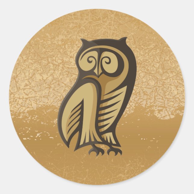 Sticker Rond Couleur du symbole de hibou (Devant)