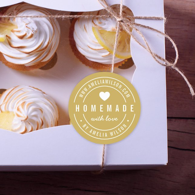 Sticker Rond Couleur ÉDITABLE Gras Fait maison avec coeur d'amo (Créateur téléchargé)