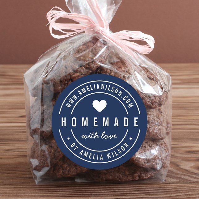 Sticker Rond Couleur ÉDITABLE Gras Fait maison avec coeur d'amo (Créateur téléchargé)