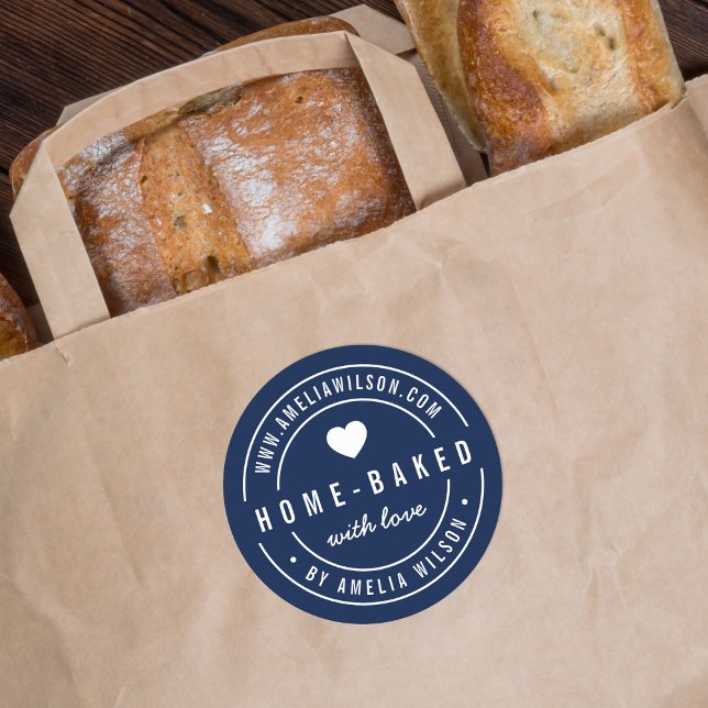 Sticker Rond Couleur ÉDITABLE Gras Maison Cuite Avec Coeur D'Am (Créateur téléchargé)