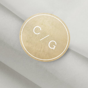 Sticker Rond Couleur éditable minimaliste couple moderne monogr