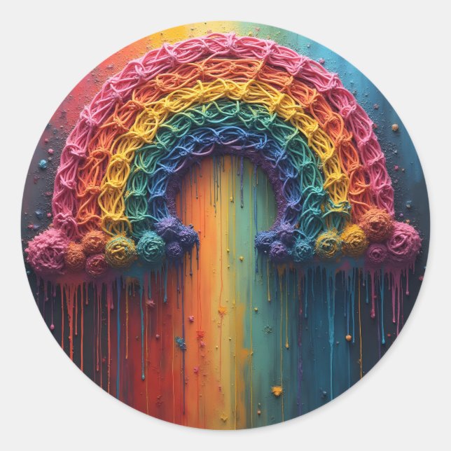 Sticker Rond Couleur goutte arc-en-ciel de fierté (Devant)