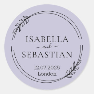 Sticker Rond Couleur Lavande Lilas de Mariage