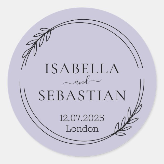 Sticker Rond Couleur Lavande Lilas de Mariage (Devant)