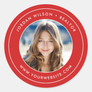 Sticker Rond Couleur moderne Double bordure Ajouter votre photo
