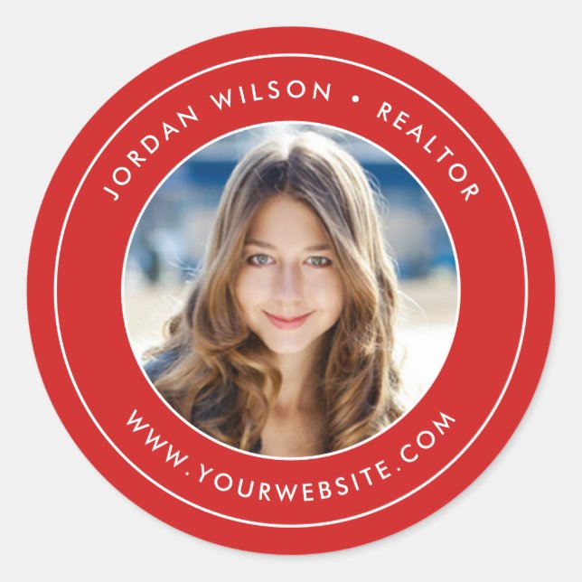 Sticker Rond Couleur moderne Double bordure Ajouter votre photo (Devant)