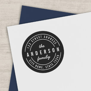 Sticker Rond Couleur MODIFIABLE Modern Bold Family Return Adres