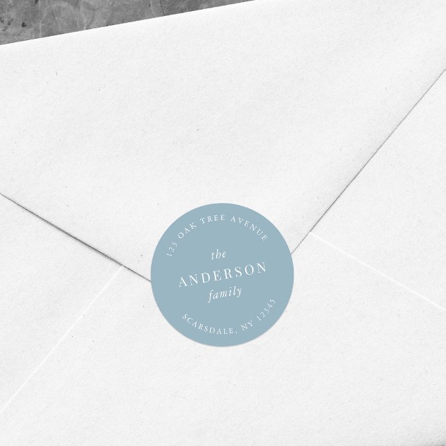 Sticker Rond Couleur modifiable Nom de famille Adresse de retou (Créateur téléchargé)