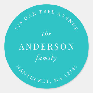 Sticker Rond Couleur modifiable Nom de famille Adresse de retou