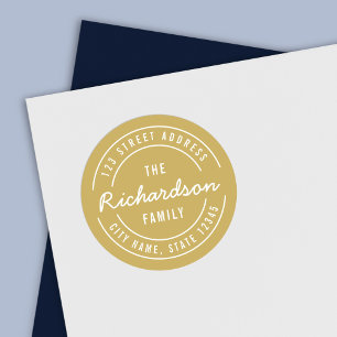 Sticker Rond Couleur MODIFICABLE Moderne Nom de famille Adresse