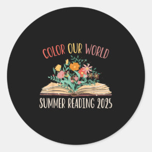 Sticker Rond Couleur Notre Monde Lecture Été 2025 Mignonne Livr