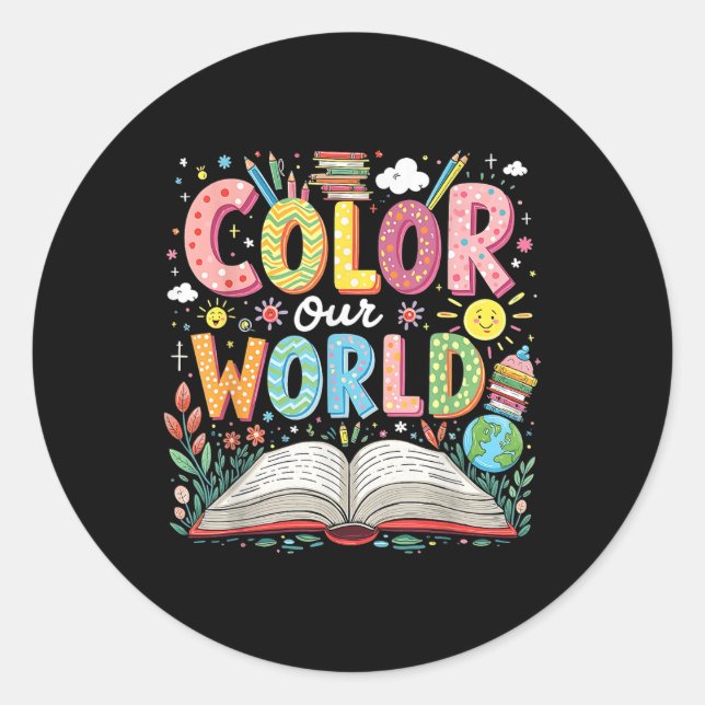 Sticker Rond Couleur Notre Programme Mondial de Lecture du Livr (Devant)