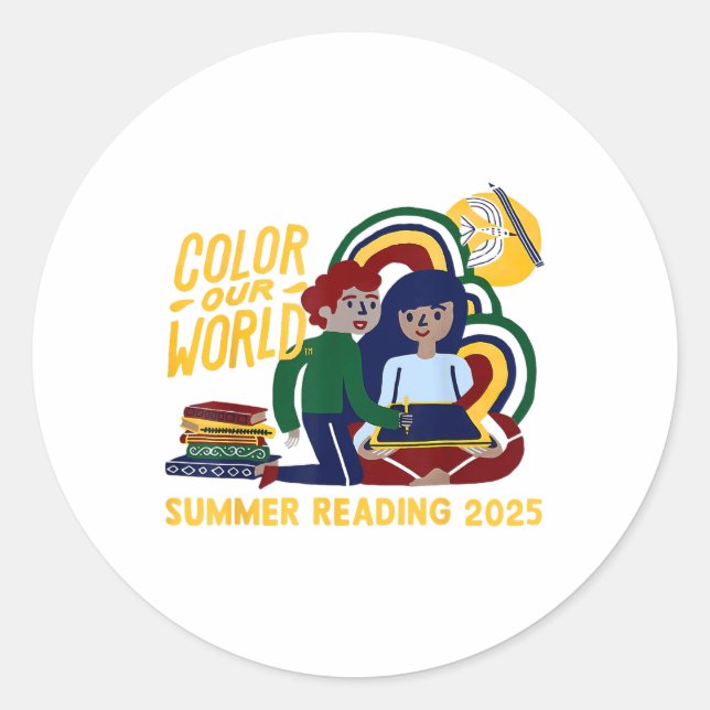 Sticker Rond Couleur Notre Programme Mondial de Lecture Été 202 (Devant)