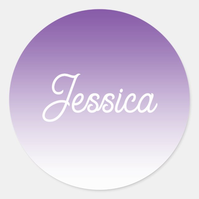 Sticker Rond Couleur ombrée violette (modifiable) et votre text (Devant)