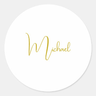 Sticker Rond Couleur Or Élégant Design tendance Script unique