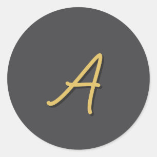 Sticker Rond Couleur Or Gris Monogramme Professionnel