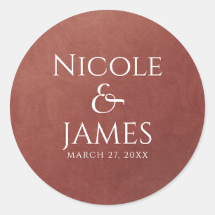 Sticker Rond Couleur orange rouille corail Mariage élégant mini