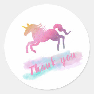 Sticker Rond Couleur Pastel Unicorn Cute
