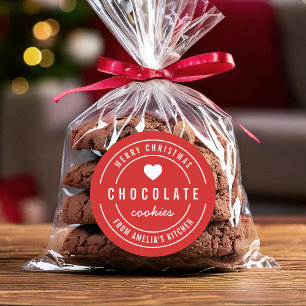 Sticker Rond Couleur personnalisée Cuisine maison Joyeux Noël