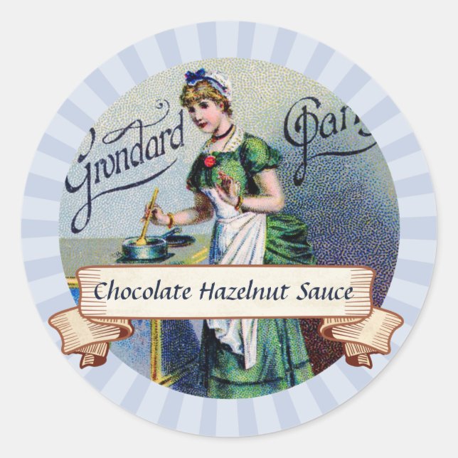 Sticker Rond couleur personnalisée Française chocolat femme en  (Devant)
