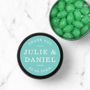Sticker Rond Couleur personnalisée Merci Mariage moderne élégan