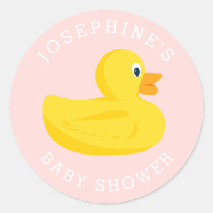 Sticker Rond Couleur personnalisée rose Baby shower de canard 