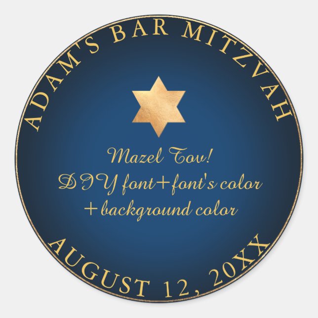 Sticker Rond Couleur PixDezines Bar Mitzvah/Bat mitzvah/do-it-y (Devant)