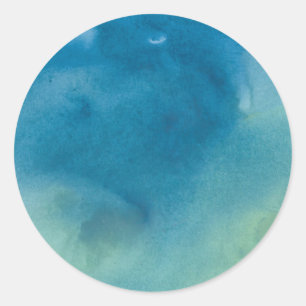 Sticker Rond Couleur pour aquarelle de marbre bleue et verte