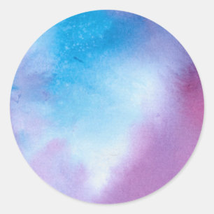Sticker Rond Couleur pour aquarelle de marbre rose et bleue
