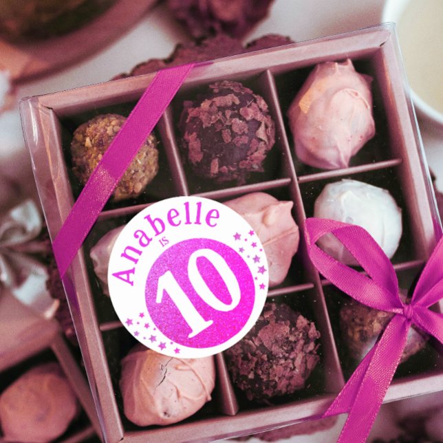 Sticker Rond Couleur rose mignonne Parties scintillant Annivers (Créateur téléchargé)